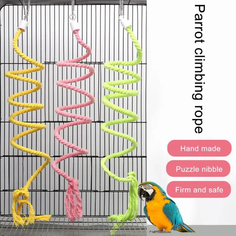 Juguete Molar para pájaros, cuerda de algodón duradera, perchas de pie para loros y mascotas multicolores para cacatúa, jaula para loros, juguete para pájaros y mascotas - imagen 5