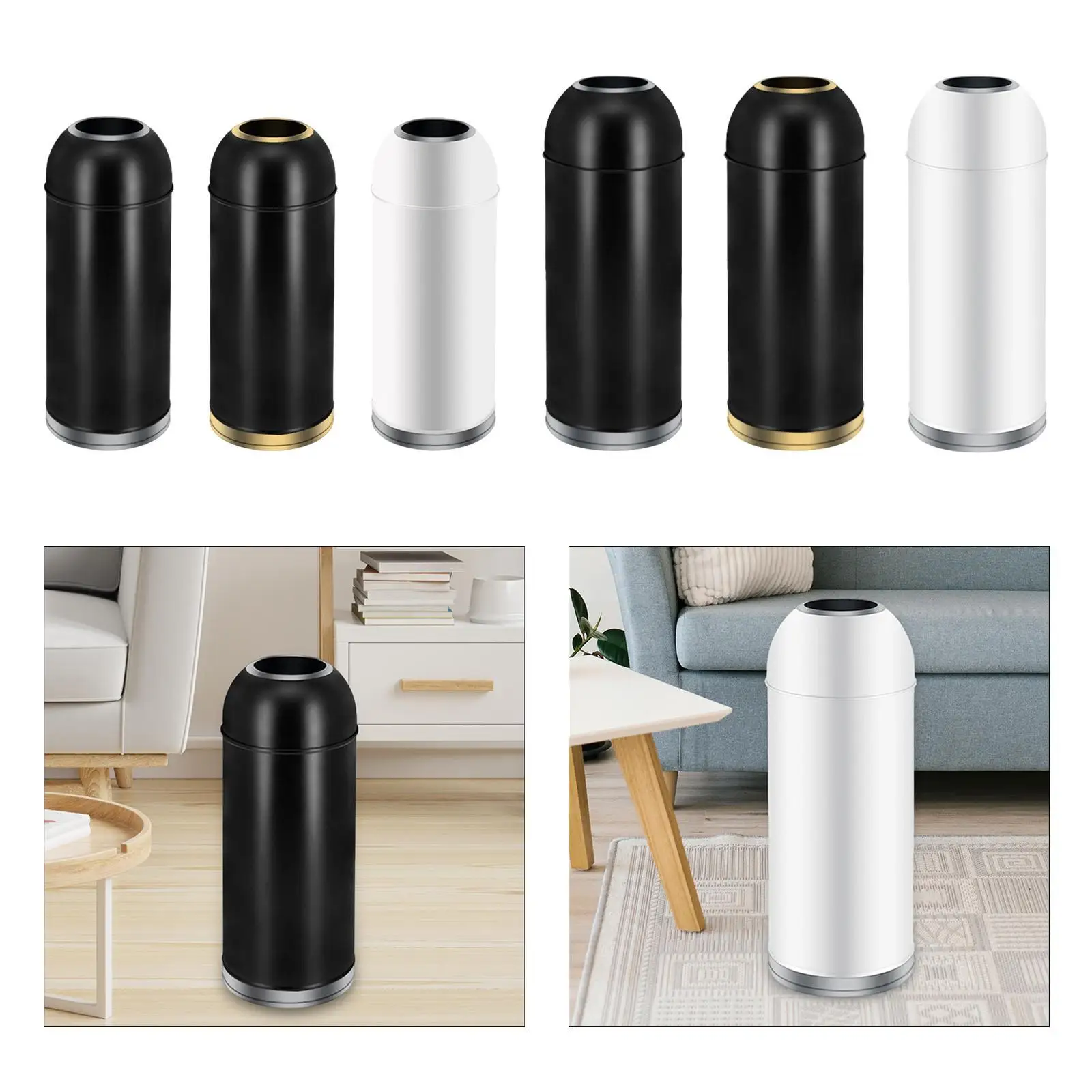 Commercial Trash Can Industrial Decorative Garbage Recycling Bin Wastebasket for Park Living Room Bedroom Kitchen Indoor Outdoor