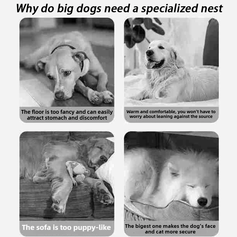 Camas cálidas de invierno para perros grandes, sofá de lujo, cama ortopédica suave para perros, camas para perros medianos lavadas desmontables, suministros para mascotas para todas las estaciones - imagen 4