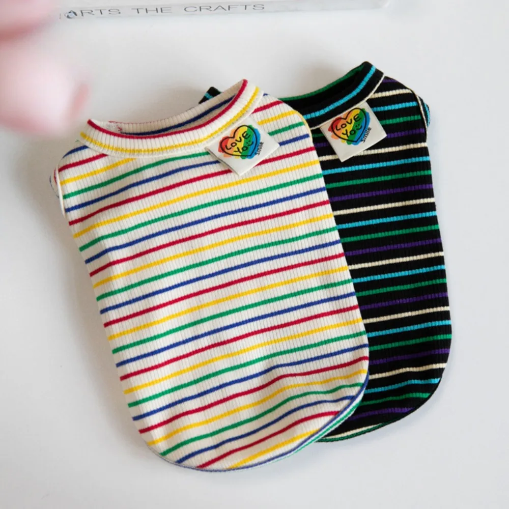 Ropa de otoño e invierno para mascotas, chaleco a rayas coloridas, ropa para perros, ropa de peluche, camisa Base para perros, ropa para cachorros, camisa para perros