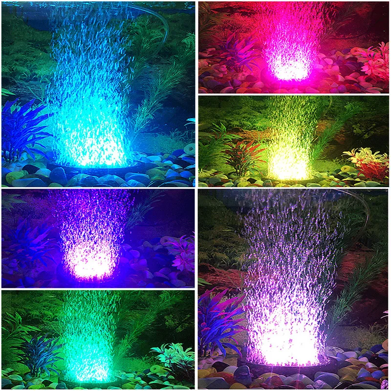Luz LED de burbuja de aire para acuario, luz de tanque de peces impermeable, luz cambiante colorida para acuario, lámpara de buceo, lámpara de decoración de tanque de peces - imagen 5
