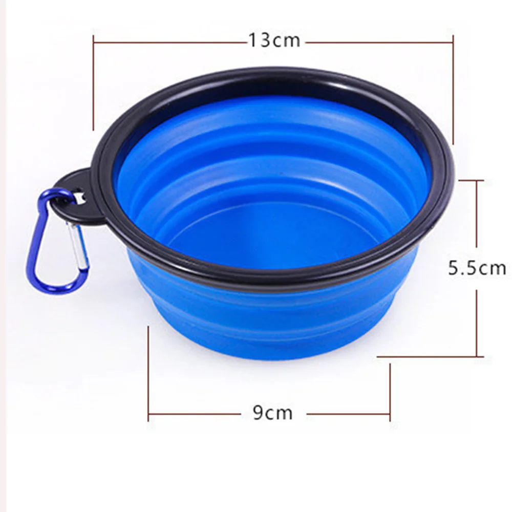 Pet folding silicone bowl Outdoor camping travel bowl Foldable portable puppy cat food container Feeder can hang dog food bowls - imagen 2