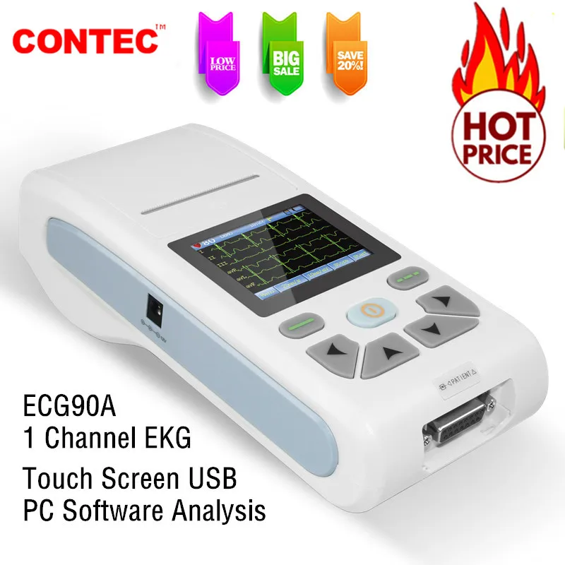 CONTEC-máquina electrocardiográfica ECG/EKG de 12 canales, software para PC, pantalla táctil ECG90A ECG 90A - imagen 2