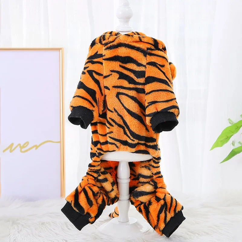 Disfraz de Cosplay de lana Coral para mascotas, ropa para perros pequeños, cachorros, gatos, Chihuahua, Yorkshire, Sudadera con capucha, abrigo, tigre, dinosaurio - imagen 4