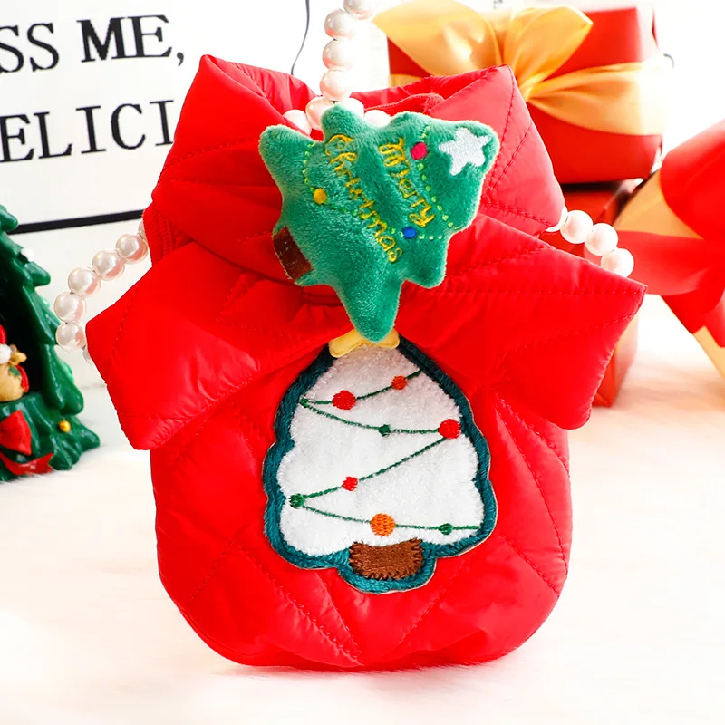 Traje de Otoño Invierno para mascotas, bufanda gruesa de princesa para gatos, abrigo de tracción, oso de peluche para perros pequeños, ropa navideña para cachorros