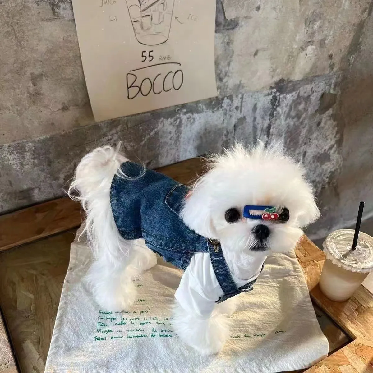 Falda vaquera con tirantes para perro