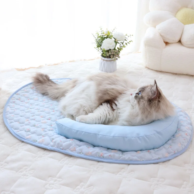 QiuqiuPetty-alfombrilla refrescante para mascotas, estera de escalada para gatos, estera para dormir en forma de U, manta refrescante para sofá, transpirable - imagen 3