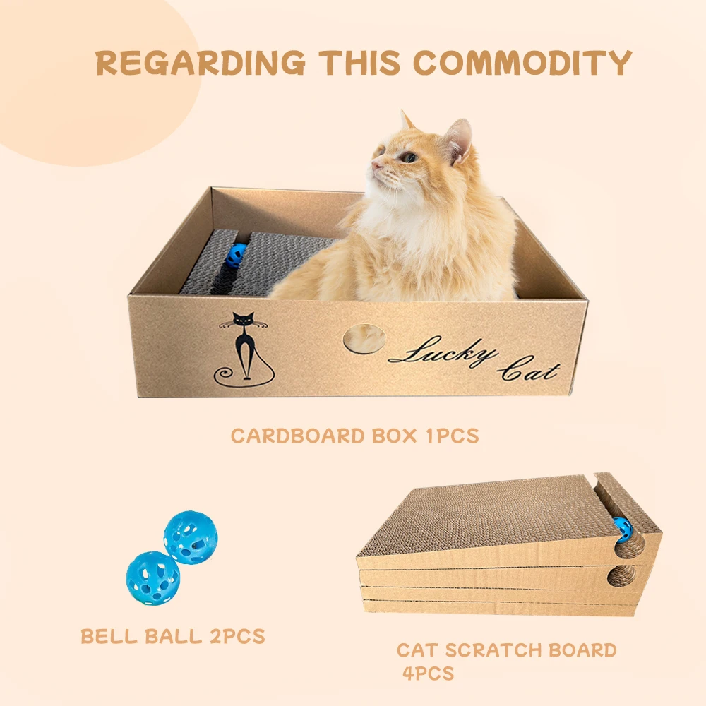 Rascador para gatos, 4 paquetes en 1, caja de cartón, almohadilla para rascar gatos para gatos y gatitos de interior, almohadilla para rascar gatos para proteger muebles, L - imagen 3