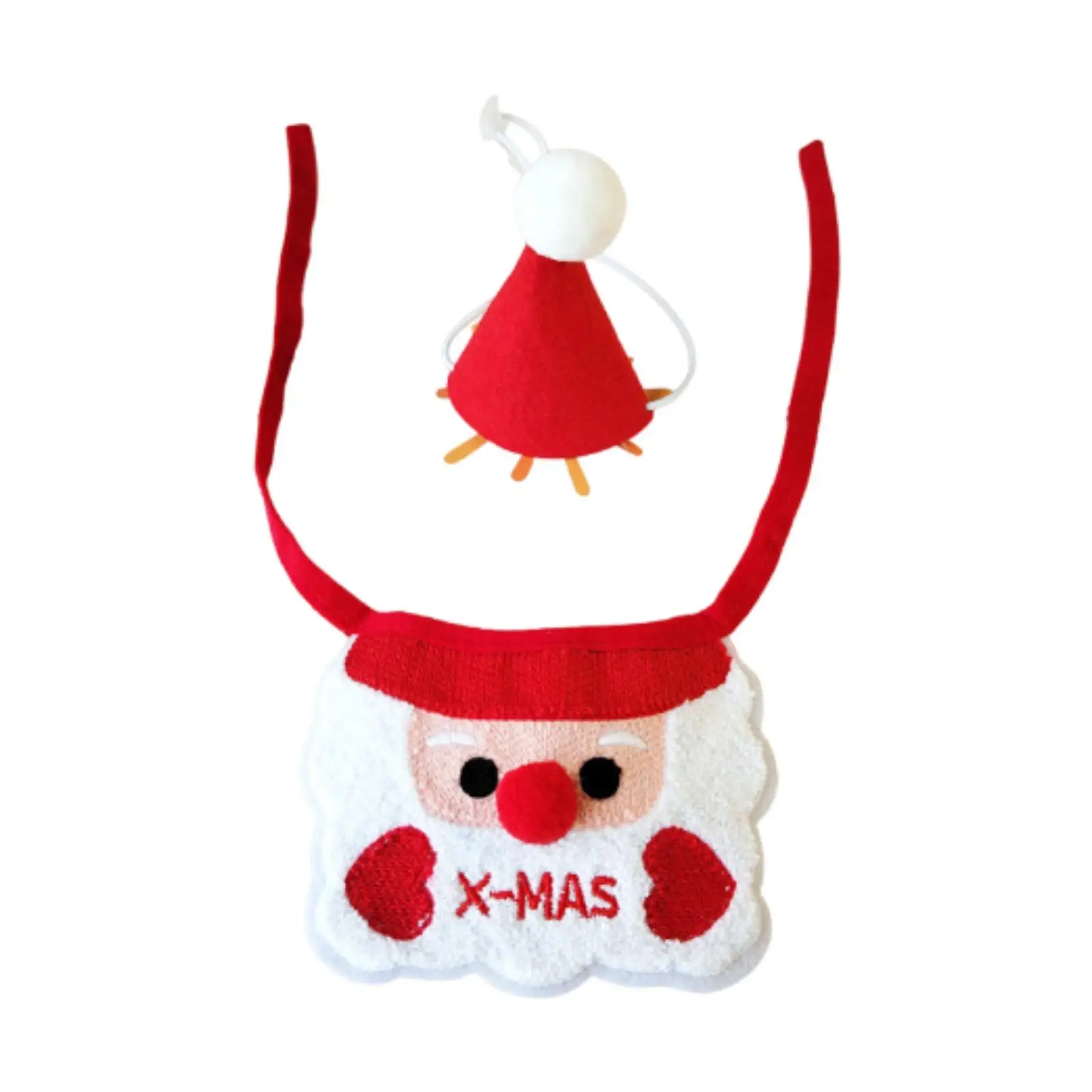 Babero navideño para mascotas con sombrero suave para perros pequeños, gatos, mascotas, regalo, fiesta, vacaciones de invierno, accesorios de disfraz para mascotas de Navidad encantadores - imagen 2