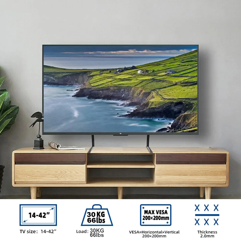 Soporte TV universal de altura ajustable 14-42 pulgadas VESA 200x200 - imagen 4