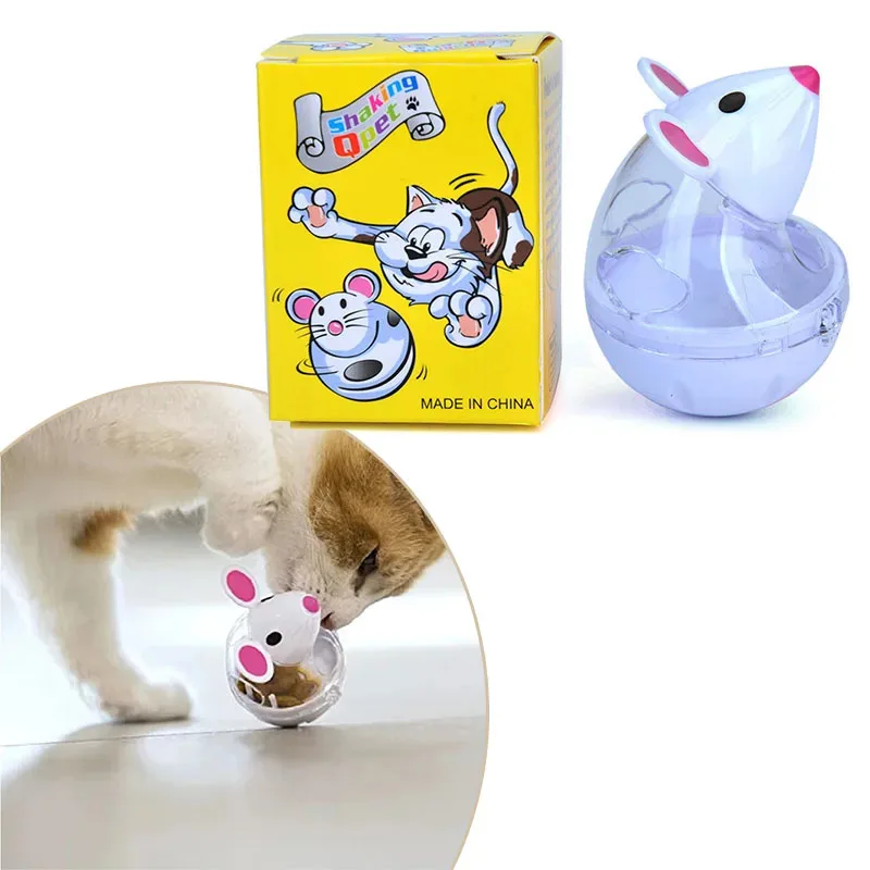 Vaso de comida para ratones y gatos, juguete de comida para gatos, bola interactiva, alimentador de comida para gatos, comida para fugas, interesante dispensador de comida de plástico para gatos, juguete para tratar - imagen 2