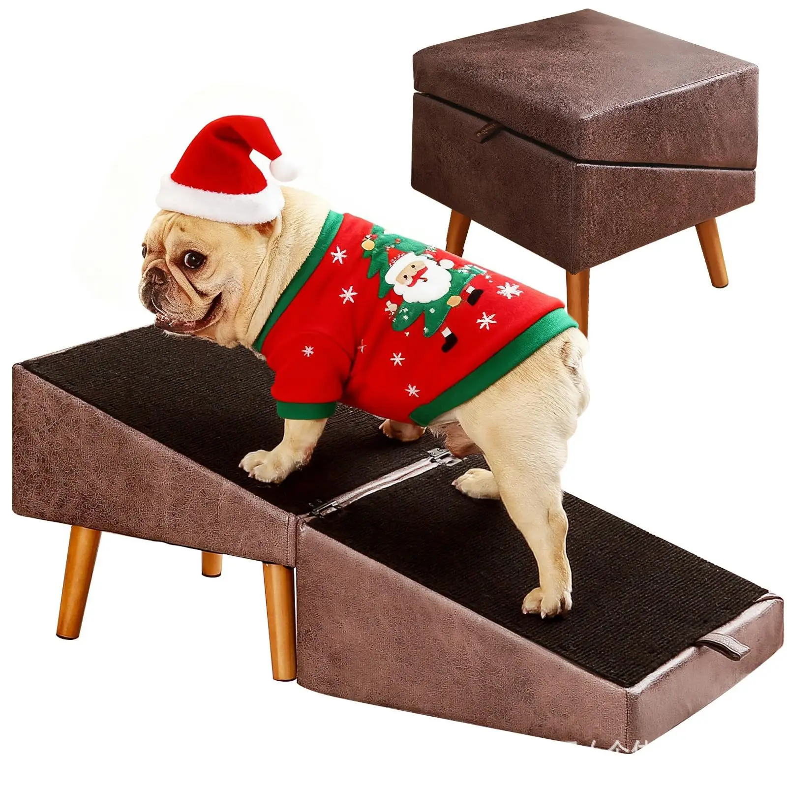 Rampa interior para perros: escaleras y taburetes de madera natural - imagen 5