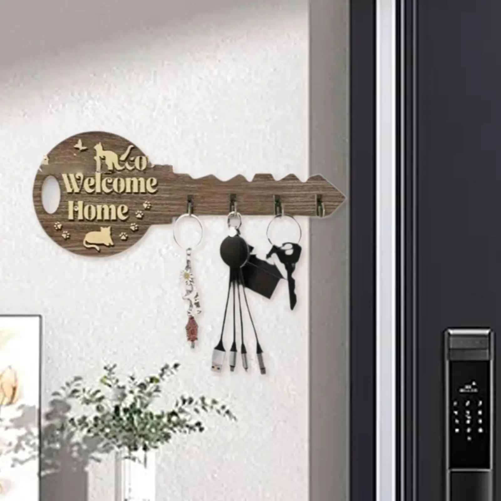 Wooden Wall Key Holder Wall Mounting Decorative Wood Key Hanger Key Rack Entryway Organizer for Office Doorway Hallway Entryway