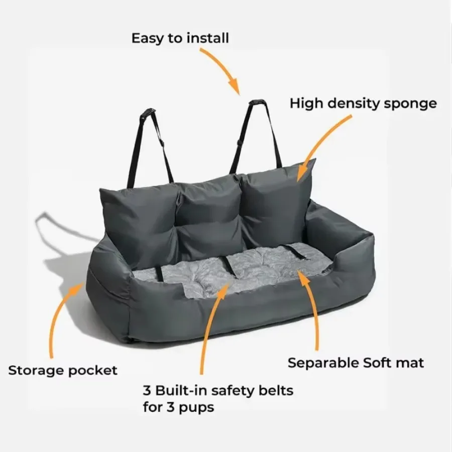 Transportín grande para perros, funda de asiento de coche para perros de viaje, hamaca plegable, bolsa de transporte para mascotas, transporte para gatos, perros, Transportin Perro Autostoel - imagen 3