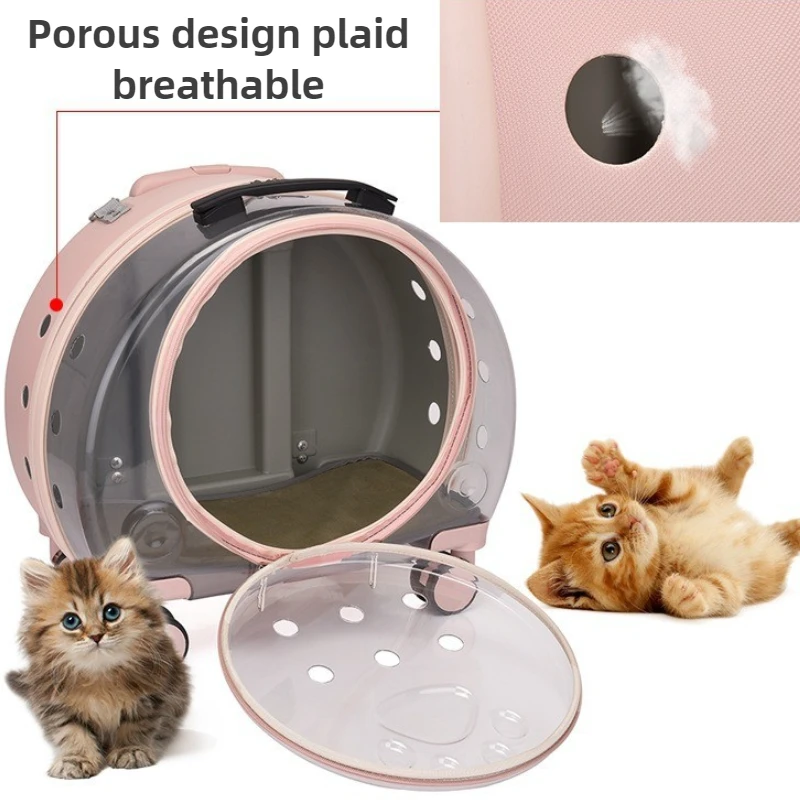 Bolsas transportadoras de gatos de viaje transparentes, mochila de diseño con ruedas, cochecito de hombro para gatos, bolsas transportadoras para perros al aire libre, suministros - imagen 3