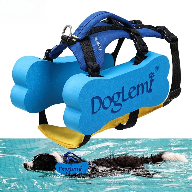Chaleco de rescate para natación de perros 2 en 1, arneses ajustables para perros, chaqueta salvavidas, correa para el pecho para nadar, chaleco para caminar, arneses - imagen 5