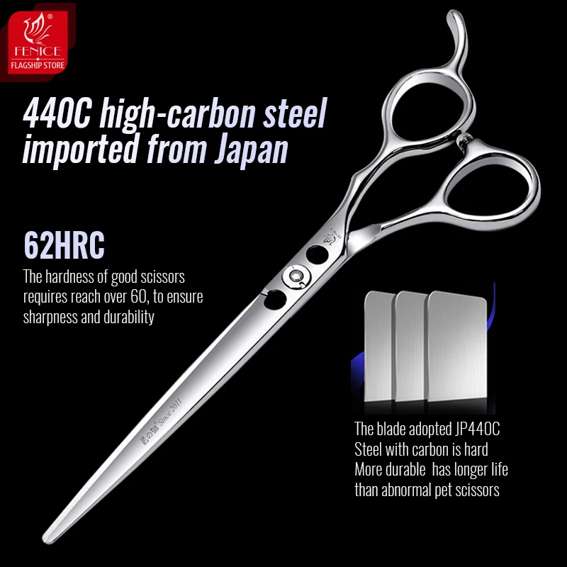 Tijeras rectas profesionales 7.0 pulgadas con hoja de acero japonés para corte preciso de mascotas