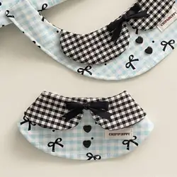 Babero bonito a cuadros para perros y gatos, toalla de baba de encaje para mascotas, accesorio para fotos hecho a mano, bufanda, Collar, accesorios para perros pequeños