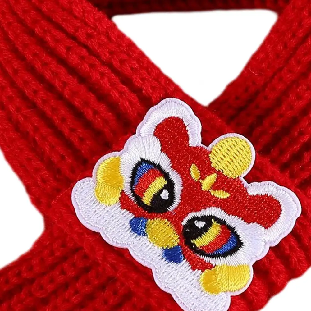 Bufanda de punto roja para gatos, bufanda para mascotas de Año Nuevo Chino, bufanda de la fortuna bordada para gatos, perros pequeños, accesorio de vestir para Festival - imagen 2