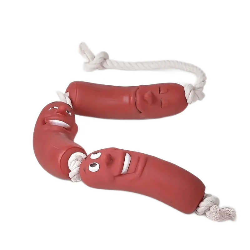 Juguetes para perros con forma de salchicha divertida para cachorros, juguetes para masticar, entrenamiento, resistente a mordeduras, rechinar los dientes, suministros para mascotas, 2 uds. - imagen 5