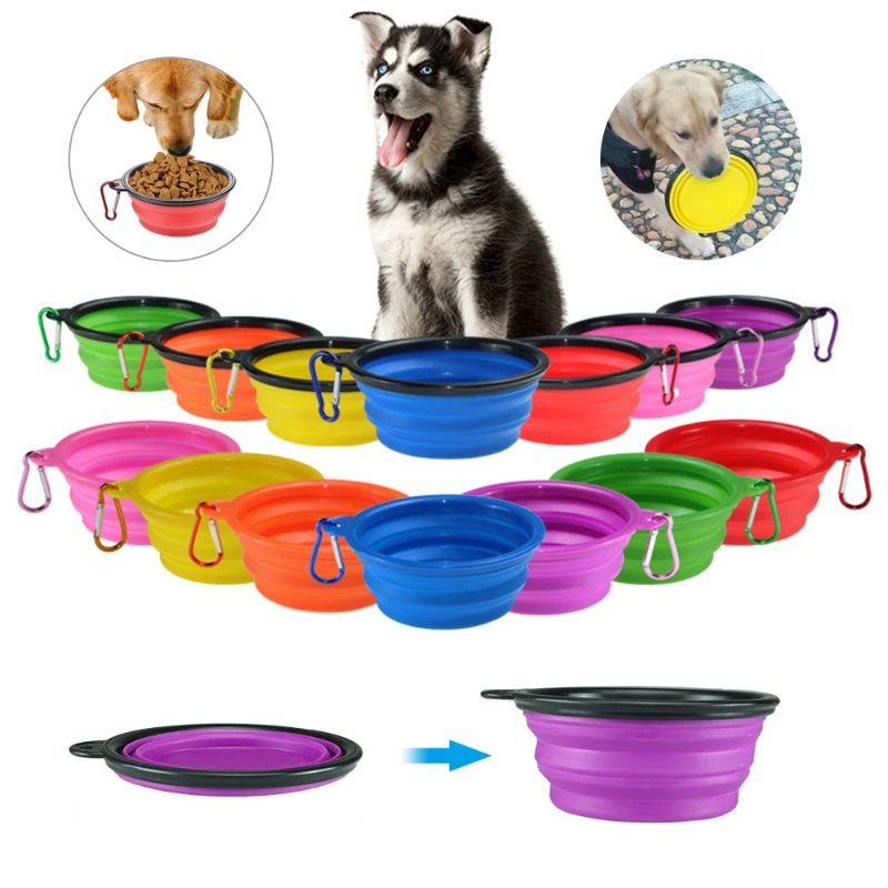 350ML/1000ML Foldable Silicone Pet Bowl Portable Puppy Food Container Collapsible Feeder for Outdoor Camping Dog Accessories - imagen 3