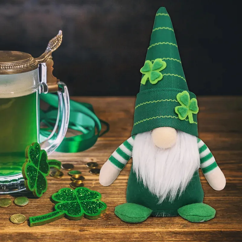 Muñeco de Gnomo sin rostro para vacaciones, adorno decorativo para el Día de San Patricio, sombrero tejido a rayas, decoración colorida para Festival de Barba completa de arcoíris - imagen 5