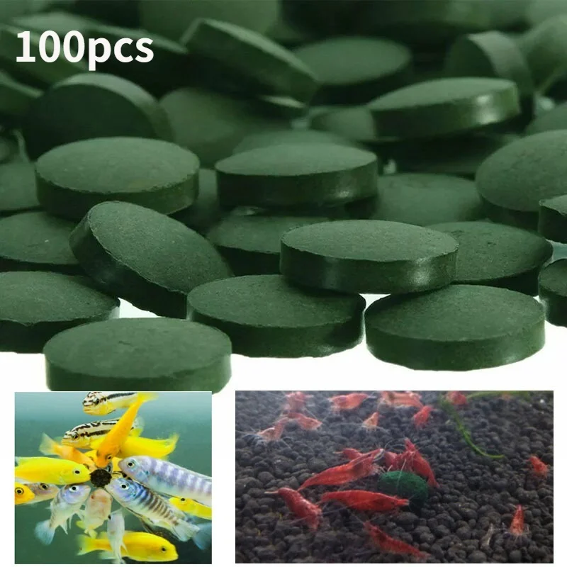 100 Uds tabletas de espirulina enriquecimiento comida para mascotas favorita peces cristal rojo camarones comida para peces accesorios para acuario