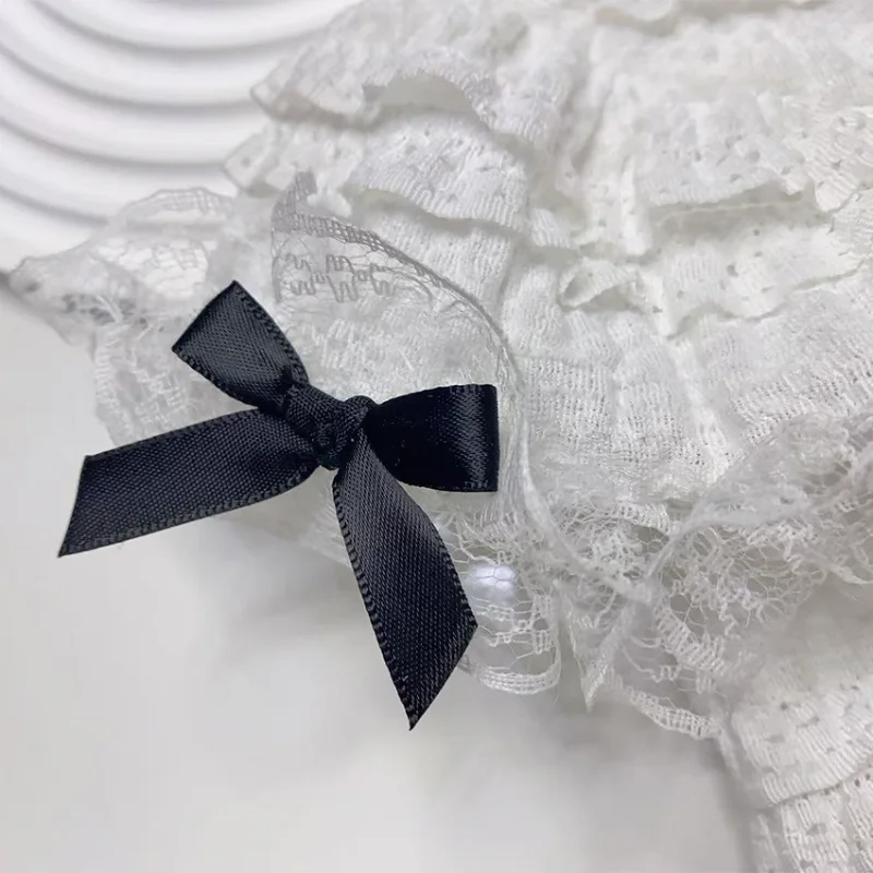 Vestido blanco de princesa para mascotas, camisa de manga de burbuja con cuello alto de encaje para mascotas, camiseta con lazo ahuecado, ropa de verano para perros y cachorros - imagen 3