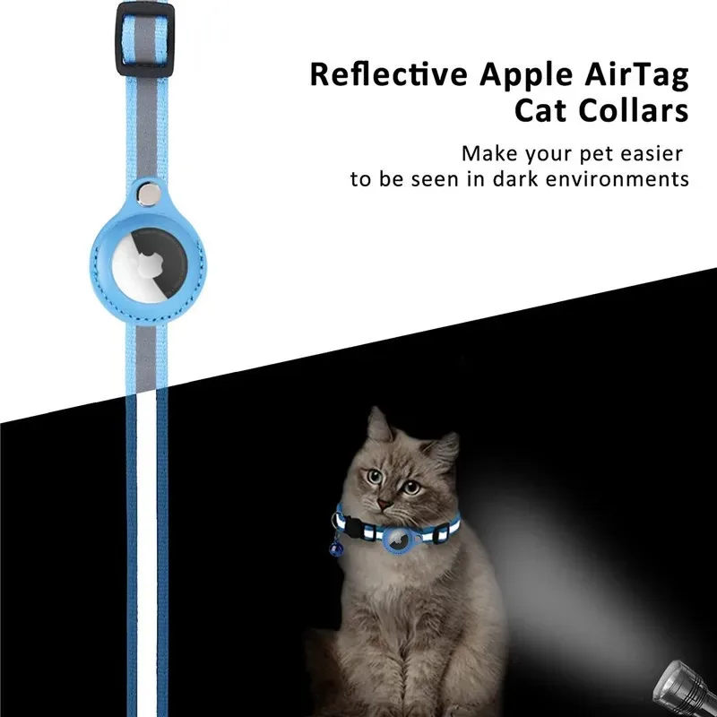 Collar con soporte AirTag para gato, tiras reflectantes separables, Collar ajustable para gatito, Collar impermeable con campana para gato, estuche con etiqueta de aire para mascotas - imagen 3