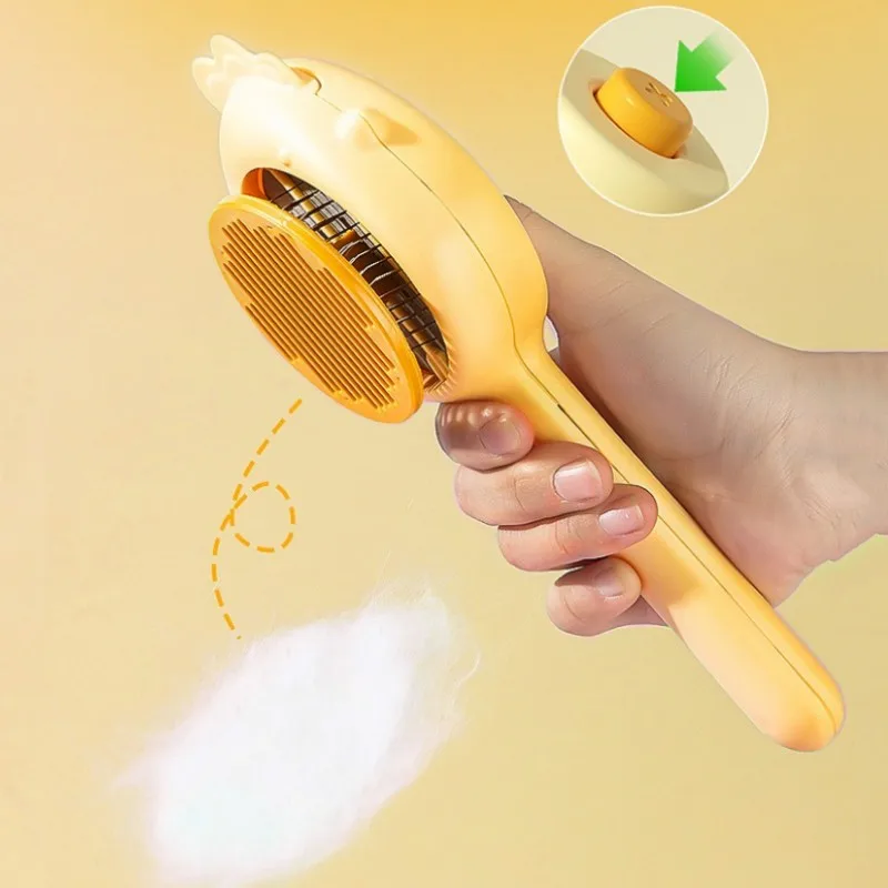 Peine de masaje para perros y gatos, cepillo de aseo autolimpiante, peines removedor de pelo de mascotas, peines de un botón para limpieza de pelo de gatos - imagen 2