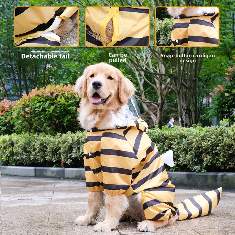 Chubasquero para mascotas cubierto de cuatro patas, bonito diseño de animales, Poncho impermeable, productos para mascotas, suministros para viajes en la lluvia, accesorios, impermeables - imagen 3