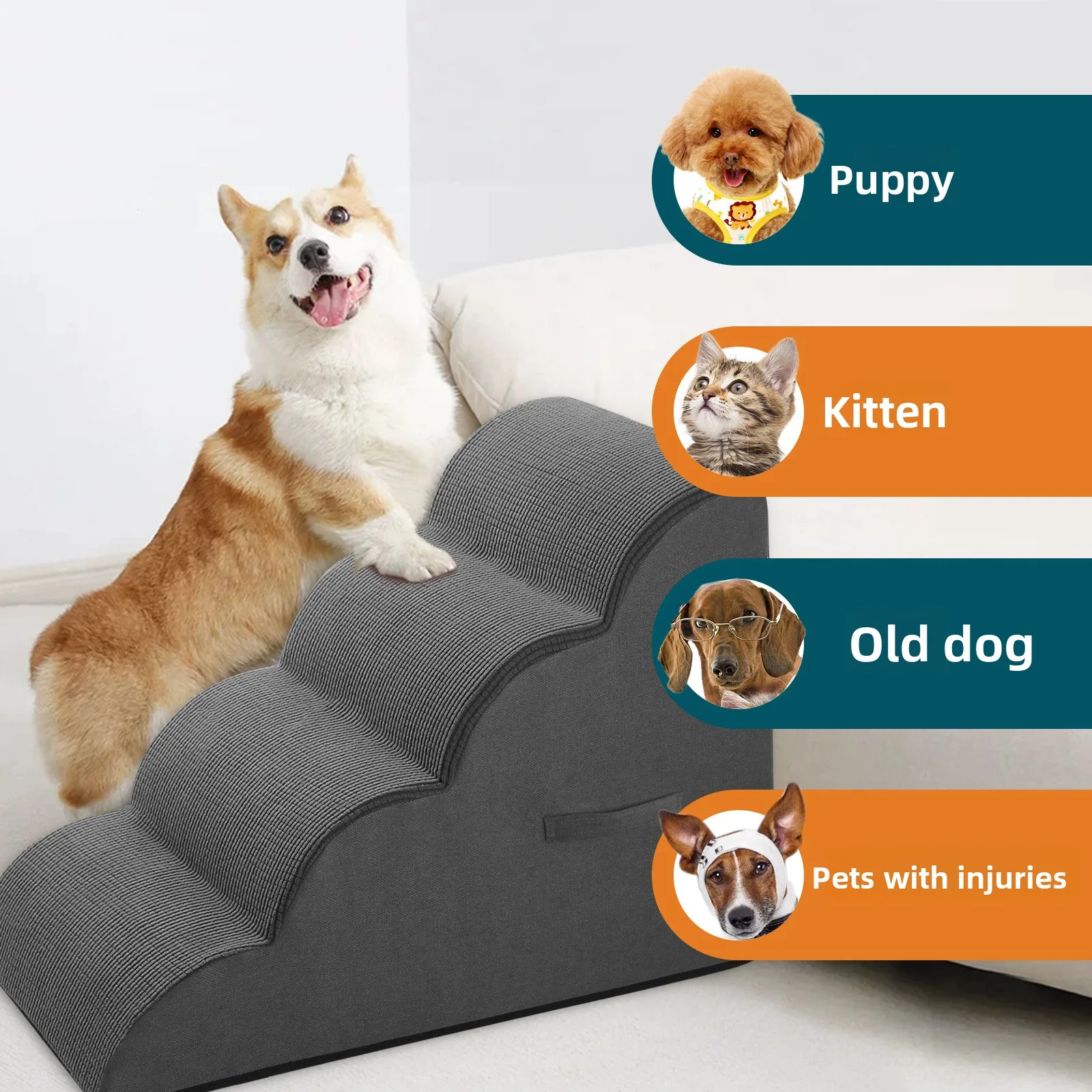 Escaleras onduladas para gatos y perros, desmontables, lavables - imagen 2