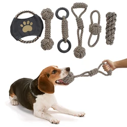 Juguete cuerda algodón para perros - Mordedor interactivo pequeño mediano
