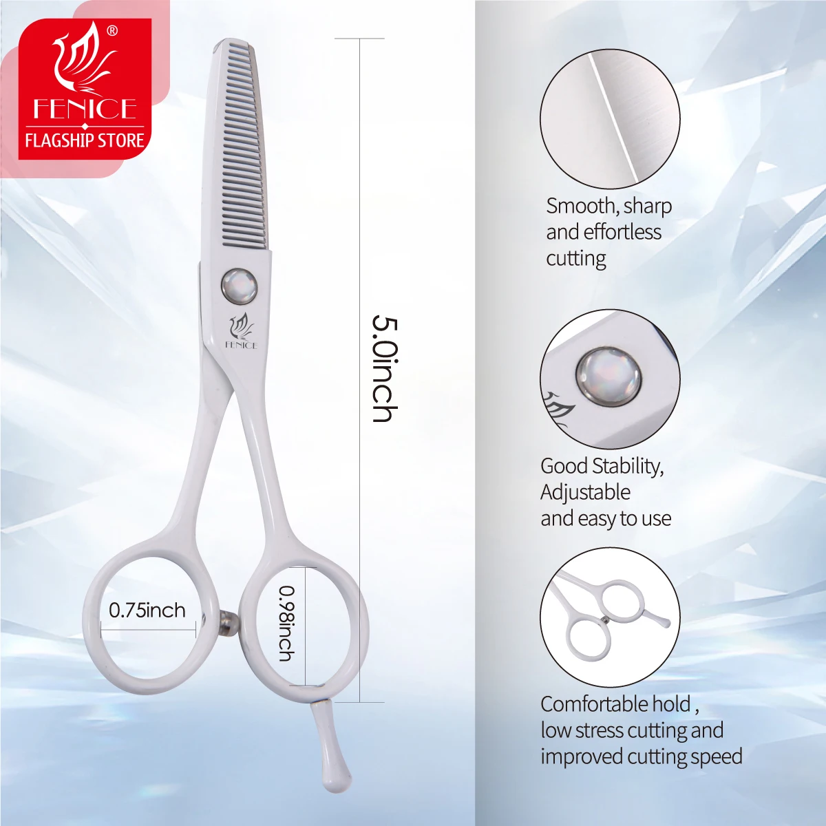 Fenice tijeras profesionales de peluquería para mascotas de 5,0 pulgadas, tijeras para adelgazar perros/gatos, tijeras para perros, tasa de adelgazamiento 25-30% - imagen 3