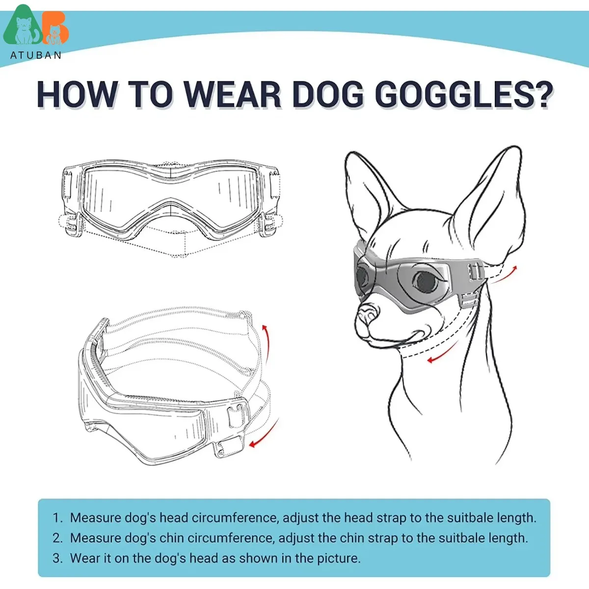 ATUBAN Gafas para perros de razas pequeñas, gafas de sol para perros de razas pequeñas, gafas de protección UV para cachorros pequeños, conducción al aire libre - imagen 5