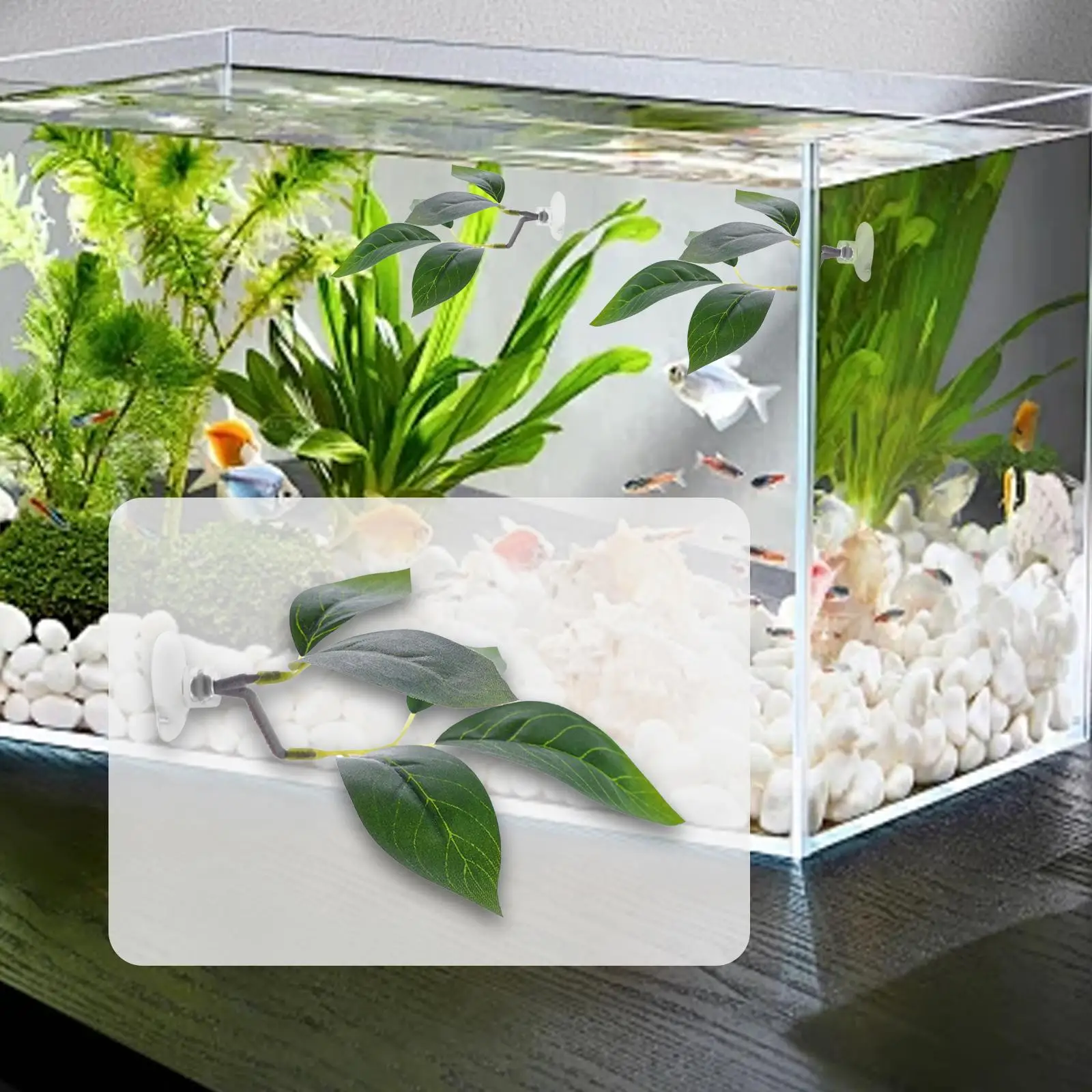 Almohadilla de hojas de pescado Betta para adorno de acuario de peces, práctica con ventosa, decoración simuladora de acuario de hábitat para cría y descanso - imagen 4