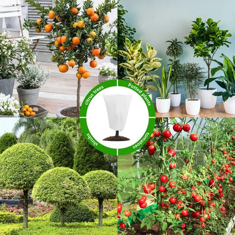 Funda protectora para plantas con cordón, protección contra la congelación, manta para arbustos, bolsa protectora para plantas - imagen 5