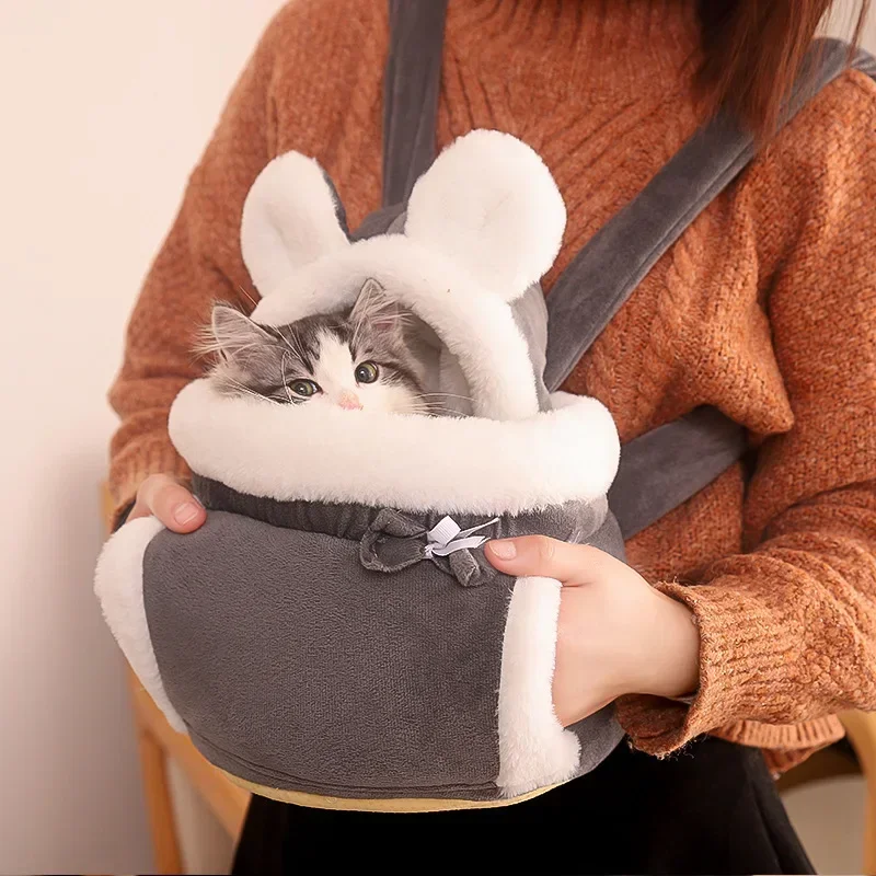 Bolsa cálida para viajes al aire libre para gatos y gatos, mochila transportadora para perros y gatos, bolsas de transporte cálidas para invierno para perros pequeños, mochila transpirable para gatos - imagen 2