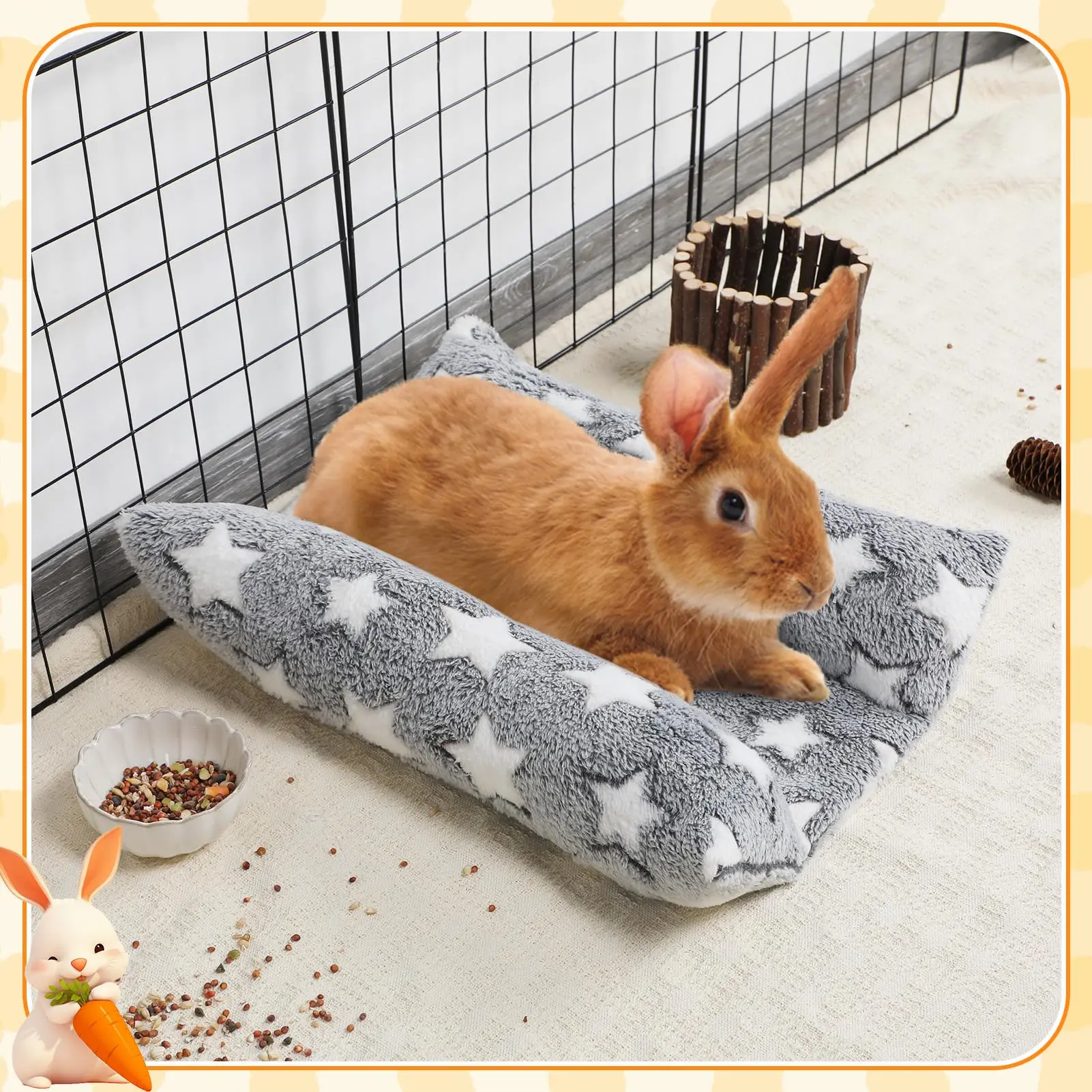 Cama suave con cojín para conejos – Diseño cóncavo acogedor - imagen 3