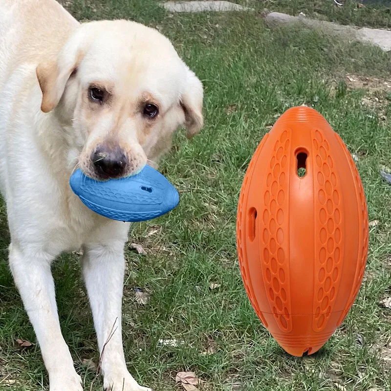 Juguetes de Rugby para perros, pelotas de goma interactivas duraderas para mascotas, juguete de molienda de dientes resistente al masticable para cachorros, suministros de juego, productos de pelota para perros - imagen 2