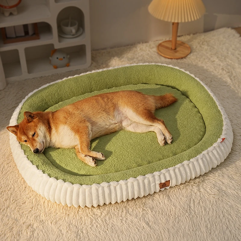 Cama de franela elíptica para perros – Otoño/Invierno desmontable - imagen 2