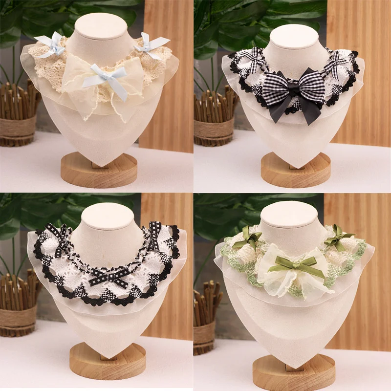 Collar de pañuelos de encaje para perro con lazos, Collar de gato negro y verde, Baberos, accesorios para perros, toalla de Saliva para niñas, suministros de productos para perros pequeños