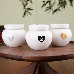 Urna funeraria para mascotas – Cerámica con huella de gato