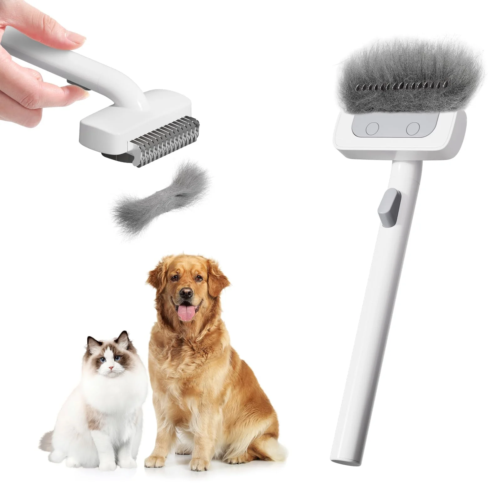 Cepillo para gatos de pelo largo, cepillo para perros para quitar el cuidado de perros pequeños y medianos, cepillo para perros deshedding autolimpiante y desmatting