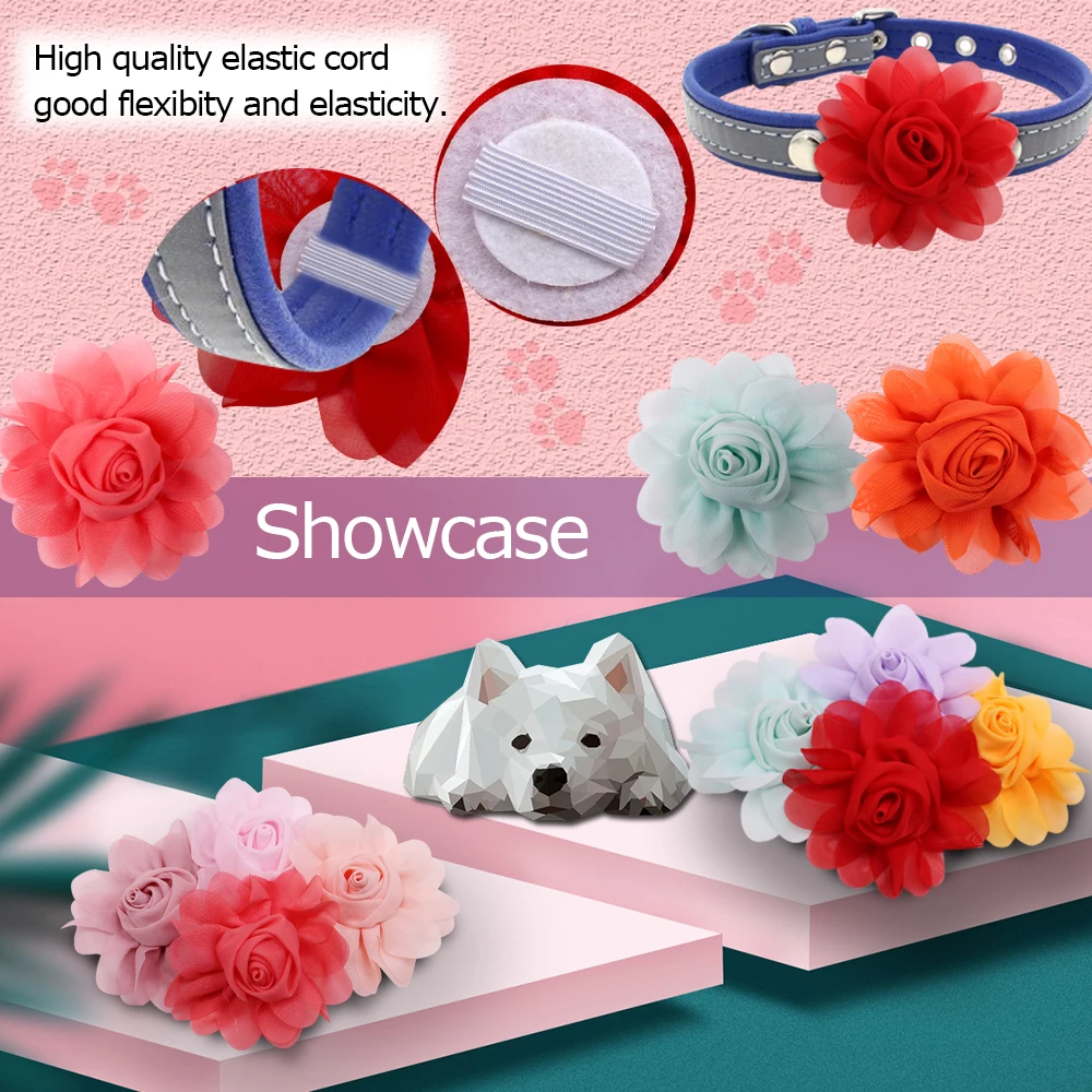 Collar de flores grandes para perro, accesorio para Collar de flores, pajarita para perro, suministros para mascotas, accesorios para perros pequeños, 50px - imagen 2