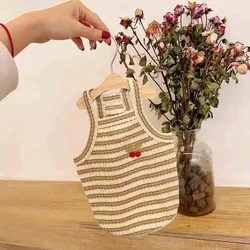 Chaleco para perros ligero a rayas beige - ropa de verano cómoda