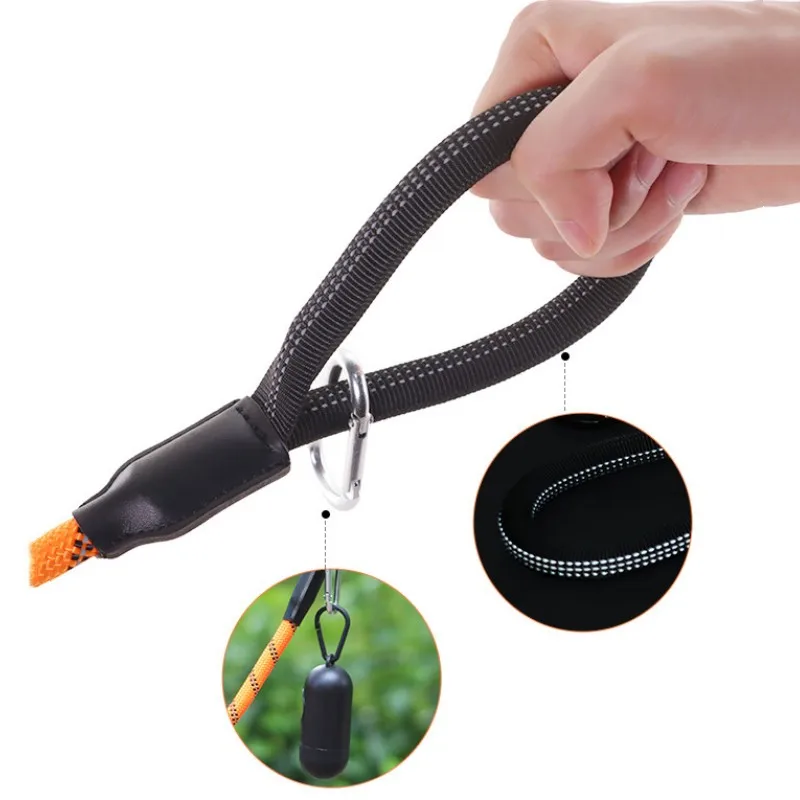 Correa para perro, correa corta para perros, correas reflectantes para caminar para perros grandes, cadena de nailon para mascotas, correas para perros con mango cómodo, cuerda de 62cm - imagen 3