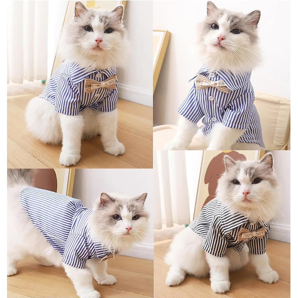 Camisa a rayas transpirable para perro con lazo – Ideal para cachorros - imagen 4