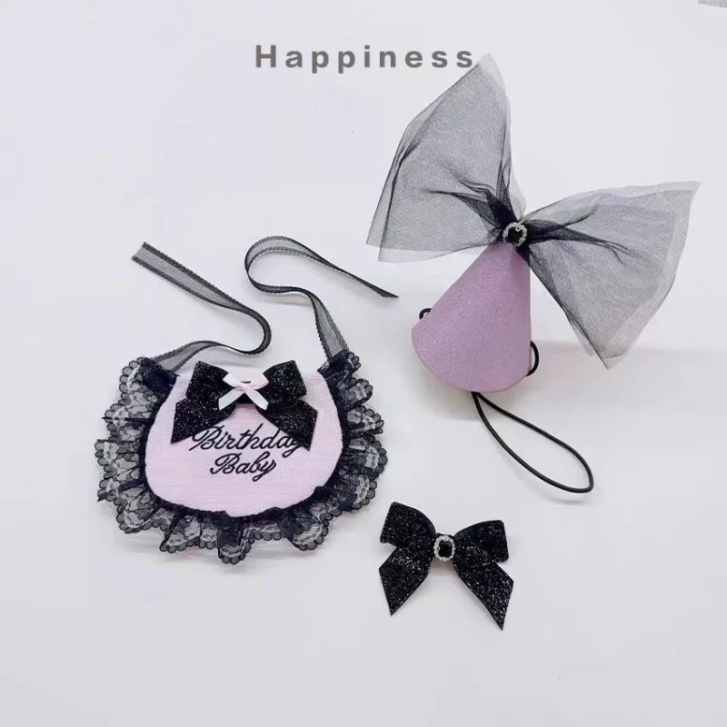 INS lazo de encaje suministros para mascotas perro cumpleaños boca toalla fiesta triángulo toalla Pawty perro corona sombreros lindos accesorios para cachorros