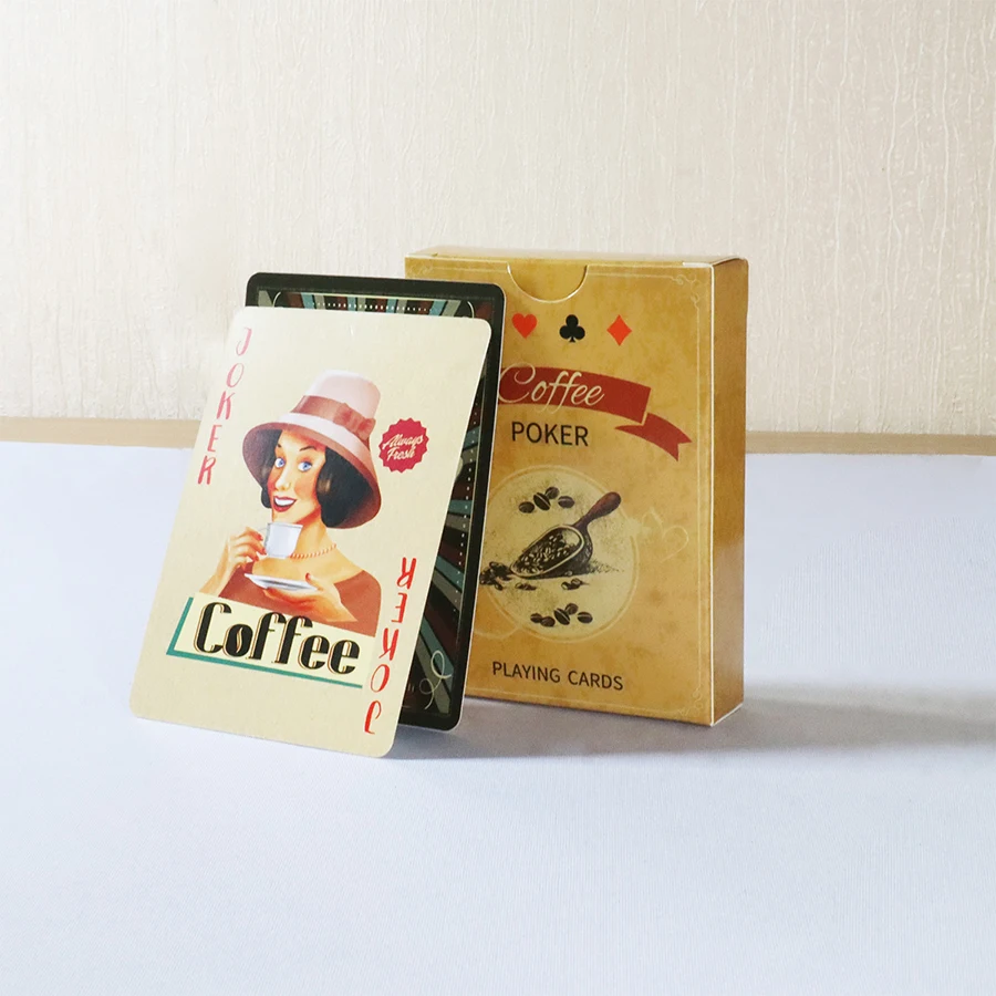 Baraja de póker con diseño de café - 54 cartas, juego retro casero